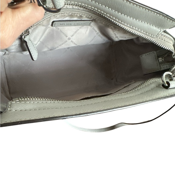 Michael Kors Silver Studded Saffiano Leather Crossbody | Chic & Edgy Glam - Picture 10 of 15